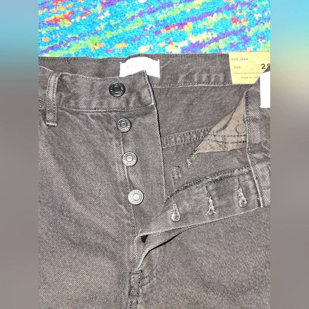 NWT PacSun Dad Jeans size 28 black button fly high rise straight relaxed fit. - Picture 3 of 10